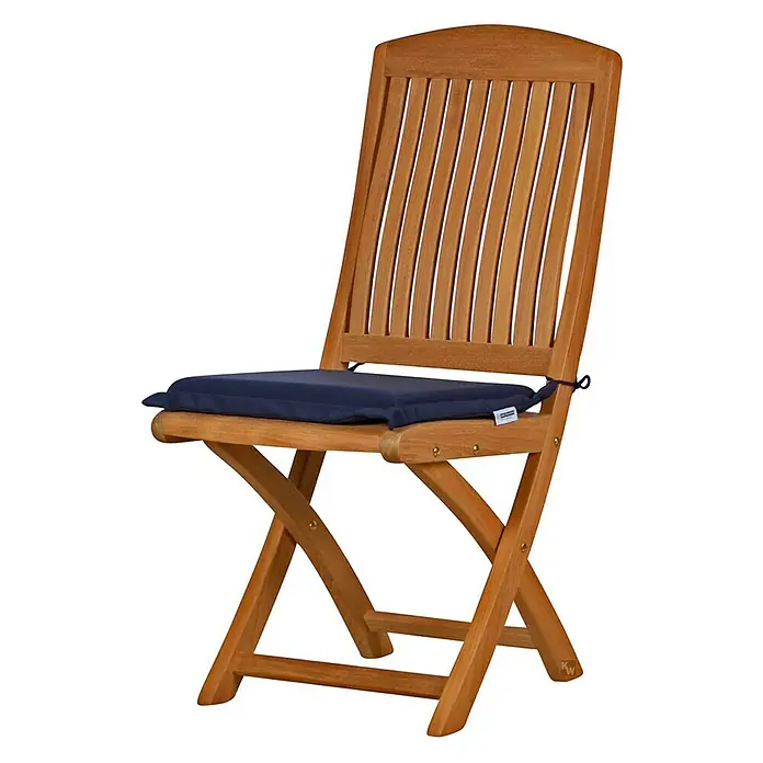 Kai Wiechmann Sitzauflage - Klappstuhl, L x B x H: 35 x 40 x 4 cm, Polyacryl, Marineblau - Klappbarer Holzstuhl mit dunkelblauem Sitzkissen für Garten oder Terrasse, ideal für entspannte Stunden im Freien.