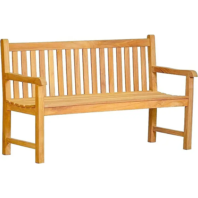Kai Wiechmann Gartenbank - B x T x H: 150 x 65 x 92 cm, Teak, Naturbelassen - Eine hölzerne Gartenbank mit Armlehnen, perfekt für entspannte Stunden im Freien. Die Bank bietet Platz für zwei Personen und ist aus robustem Holz gefertigt.