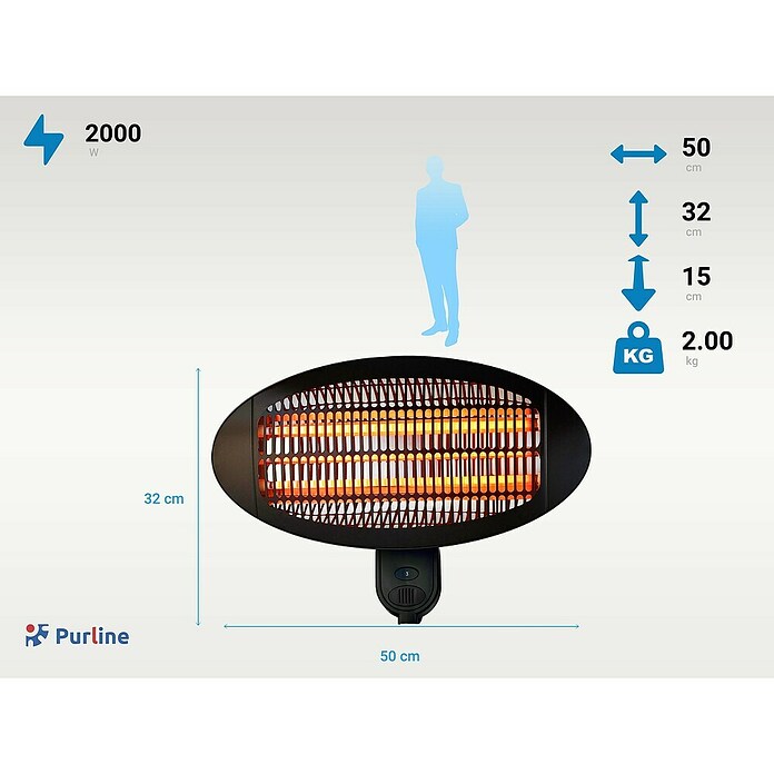 Purline Terrassenstrahler Heaty EX2000 Wall (Höhe: 32 cm) | BAUHAUS