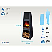 Purline Estufa de pie infrarrojos CHE-730 (35 x 45 x 120 cm, 1.800 W, Negro) | BAUHAUS