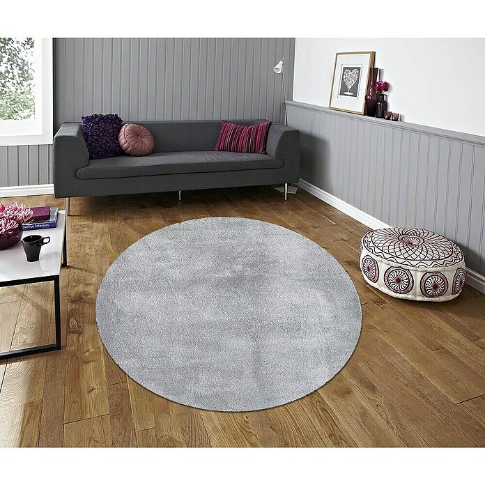 Alfombra de pelo corto Toscana (Plateado, Diámetro: 160 cm, 100% Poliéster) | BAUHAUS