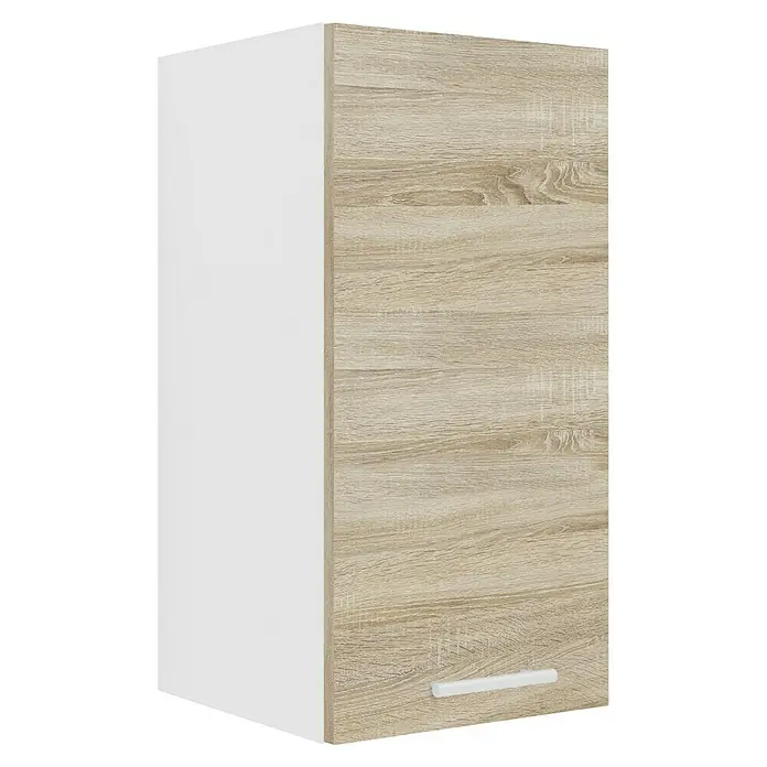 VCM Esilo Hängeschrank - 31 x 30 x 60 cm, Sonoma-Eiche - Ein hochformatiger, weiß-holzfarbener Hängeschrank mit Griff. Der Hängeschrank ist perfekt für Küche oder Bad, um Stauraum zu schaffen.