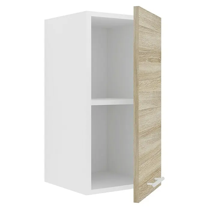 VCM Esilo Hängeschrank - 31 x 30 x 60 cm, Sonoma-Eiche - Abgebildeter Hängeschrank in Weiß mit einer Tür in Holzoptik, bietet Stauraum und ein modernes Design für Ihr Zuhause.