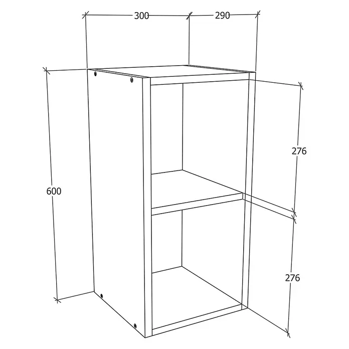 VCM Esilo Hängeschrank - 31 x 30 x 60 cm, Weiß - Produktansicht: Dieser stilvolle Schrank mit zwei Fächern bietet viel Stauraum und ist ideal für jedes Zimmer. Die Maße sind 600 x 300 x 290.