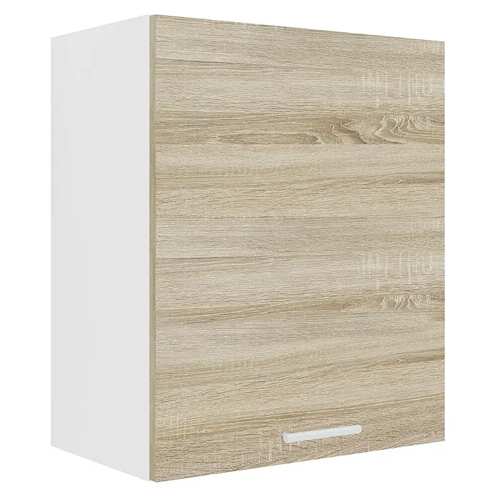 VCM Esilo Hängeschrank - 31 x 50 x 60 cm, Sonoma-Eiche - Produktansicht eines Küchenschranks in Holzoptik mit weißem Korpus. Moderner Schrank für die Küche oder den Hauswirtschaftsraum.