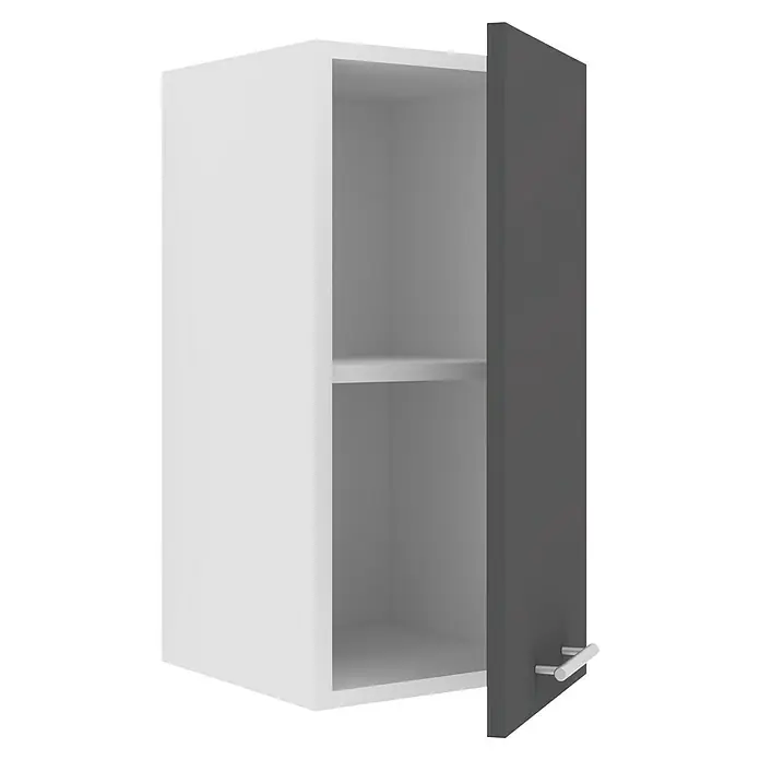VCM Esilo Hängeschrank - 31 x 30 x 60 cm, Anthrazit - Ein offener Hängeschrank in Weiß und Grau mit einem Regalboden, ideal für Küche oder Bad. Das moderne Design bietet praktischen Stauraum.