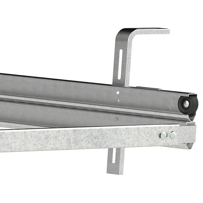 Solid Elements Garagentor Solid Pro - B x H: 2.500 x 2.125 mm, Verkehrsweiß, Glatt - Nahaufnahme einer verzinkten Garagentor-Konstruktion, die Stabilität und Funktionalität vereint.