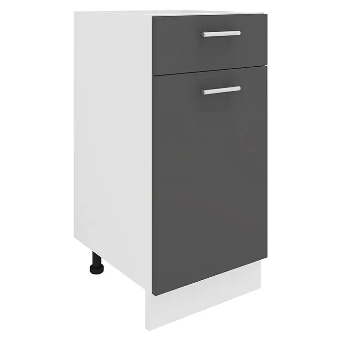 VCM Esilo Unterschrank Typ 2 - 46 x 40 x 82 cm, Anthrazit - Moderner grauer und weißer Unterschrank mit zwei Schubladen und Griffen.
