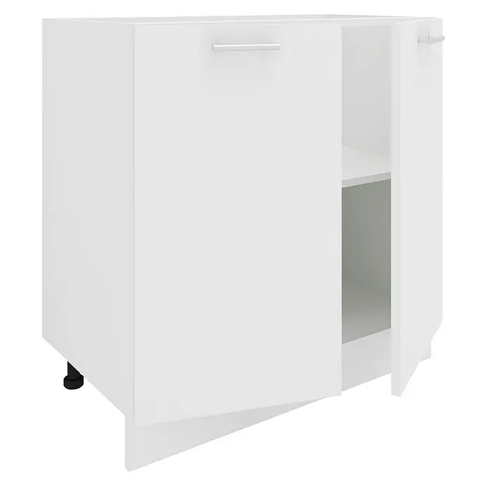 VCM Esilo Küchen-Unterschrank Typ 1 - B x T x H: 80 x 46 x 82 cm, Weiß - Ein weißer Küchenhängeschrank mit einem Regal und einem offenen Fach, ideal für die Organisation von Küchenutensilien und Geschirr.