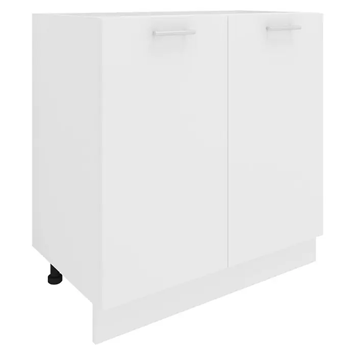 VCM Esilo Küchen-Unterschrank Typ 1 - B x T x H: 80 x 46 x 82 cm, Weiß - Ein schlichter, weißer Küchenschrank mit zwei Türen und minimalistischen Griffen, der Funktionalität und modernes Design vereint.