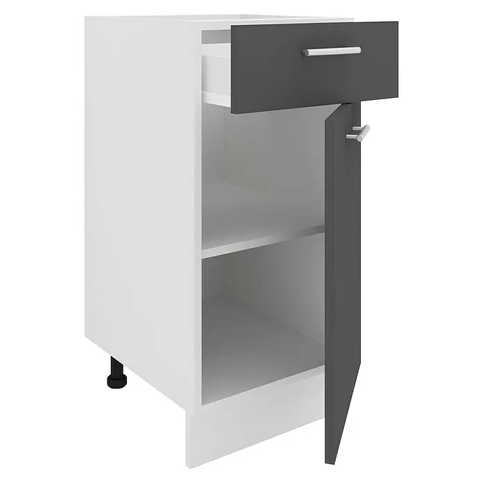 VCM Esilo Unterschrank Typ 2 - 46 x 40 x 82 cm, Anthrazit - Moderner, zweifarbiger Hochschrank mit Schublade und offenen Regalen für zusätzlichen Stauraum. Praktisches Möbelstück.