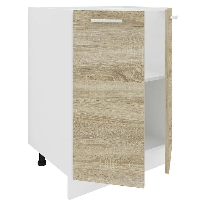 VCM Esilo Unterschrank Typ 1 - 46 x 60 x 82 cm, Sonoma-Eiche - Ein offener Holzschrank mit weißem Korpus bietet Stauraum mit einem Fach. Ideal für Küche oder Bad.