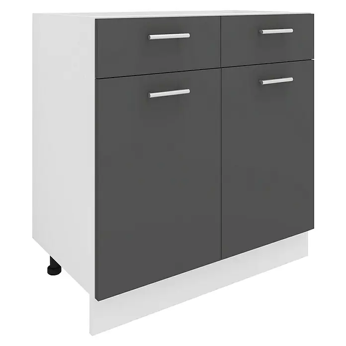 VCM Esilo Unterschrank Typ 2 - 46 x 80 x 82 cm, Anthrazit - Das graue Sideboard mit weißen Akzenten bietet viel Stauraum durch Schubladen und Schrankfächer. Es ist modern und funktionell.