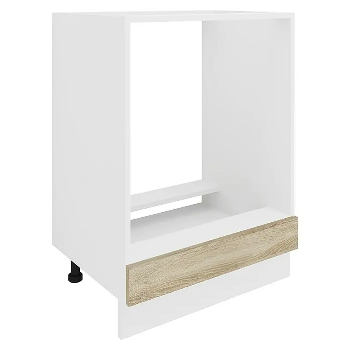 VCM Esilo Geräteumbauschrank - 46 x 60 x 82 cm, Sonoma-Eiche - Ein offener weißer Schrank mit Schublade in Holzoptik, ideal für Stauraum und Organisation in jedem Raum.