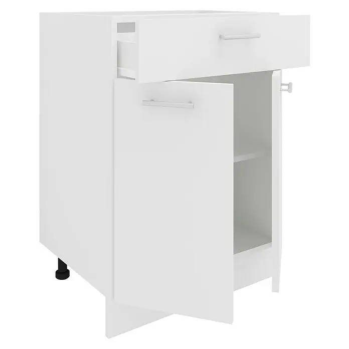 VCM Esilo Unterschrank Typ 4 - L x B x H: 46 x 60 x 82 cm, Weiß - Weißer Spülenunterschrank mit Schublade und Tür, ideal für die Aufbewahrung von Küchenutensilien und zur Integration in Ihre Kücheneinrichtung.