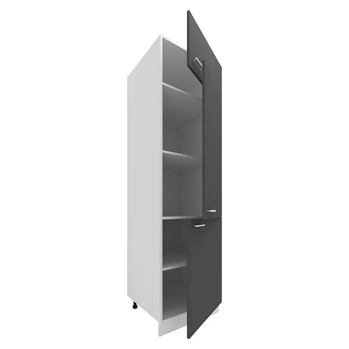 VCM Esilo Hochschrank - 57 x 60 x 207 cm, Anthrazit - Offener grauer und weißer Schrank mit Einlegeböden, ideal für die Aufbewahrung von Gegenständen in verschiedenen Räumen, praktisch und elegant.