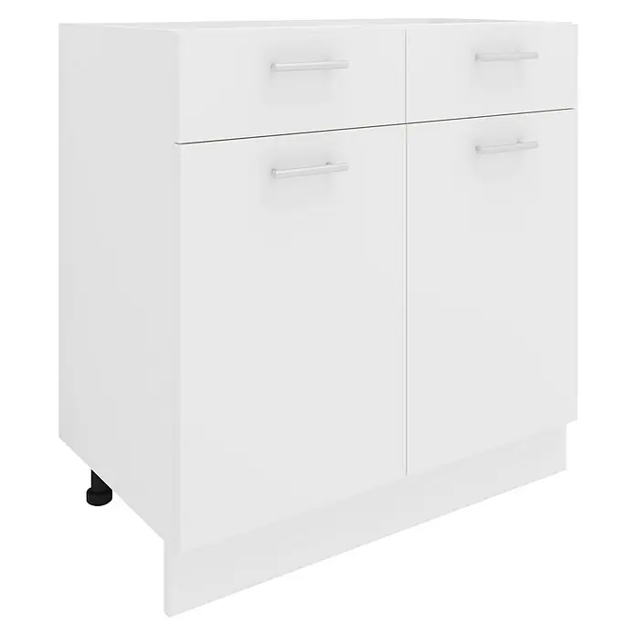 VCM Esilo Unterschrank Typ 2 - 46 x 80 x 82 cm, Weiß - Ein schlichtes weißes Sideboard mit vier Schubladen und Griffen aus Metall, ideal für moderne Wohnräume.