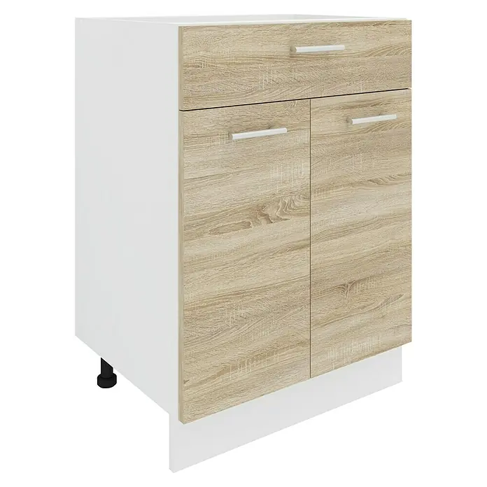 VCM Esilo Unterschrank Typ 4 - L x B x H: 46 x 60 x 82 cm, Sonoma-Eiche - Ein moderner Unterschrank mit einer Schublade und zwei Türen in Holzoptik, ideal für stilvolle Stauraumlösungen.