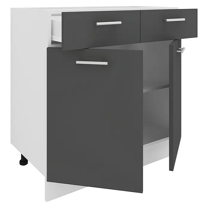 VCM Esilo Unterschrank Typ 2 - 46 x 80 x 82 cm, Anthrazit - Bild eines modernen Unterschranks mit Schubladen und Tür, ideal für stilvolle Aufbewahrungslösungen.