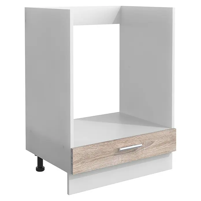 VCM Esilo Geräteumbauschrank mit Schublade - 46 x 60 x 82 cm, Sonoma-Eiche - Bild eines modernen Küchenschranks mit einer Schublade in Holzoptik. Das Design ist schlicht und funktional.