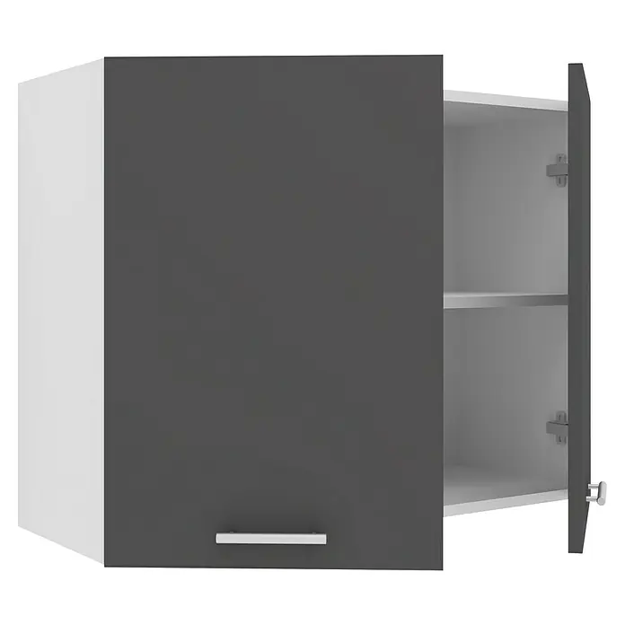 VCM Esilo Hängeschrank - 31 x 80 x 60 cm, Anthrazit - Ein grauer Hängeschrank mit einer teilweise geöffneten Tür, der Inneneinblick mit einem Fach gewährt.