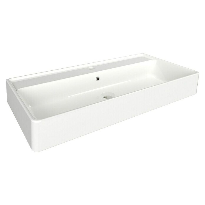 Fackelmann Aufsatzwaschbecken Vaida (B x L: 81 x 41 cm, Keramik, Hahnloch: Mitte, Mit Überlauf, Weiß) | BAUHAUS