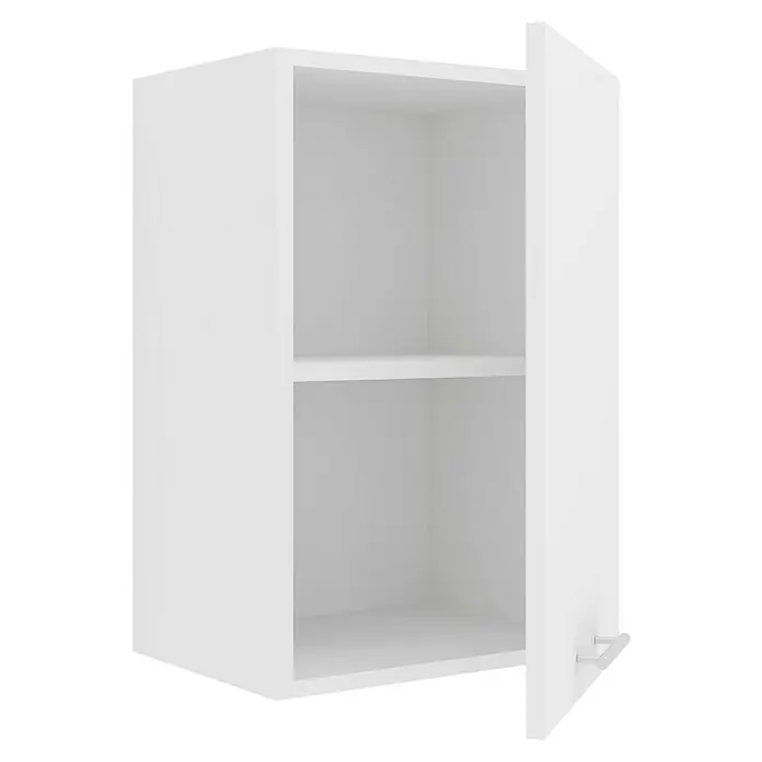 VCM Esilo Hängeschrank - 31 x 40 x 60 cm, Weiß - Ein weißer Küchenoberschrank mit einer offenen Tür und einem Regalboden im Inneren, ideal für die Küchenorganisation.