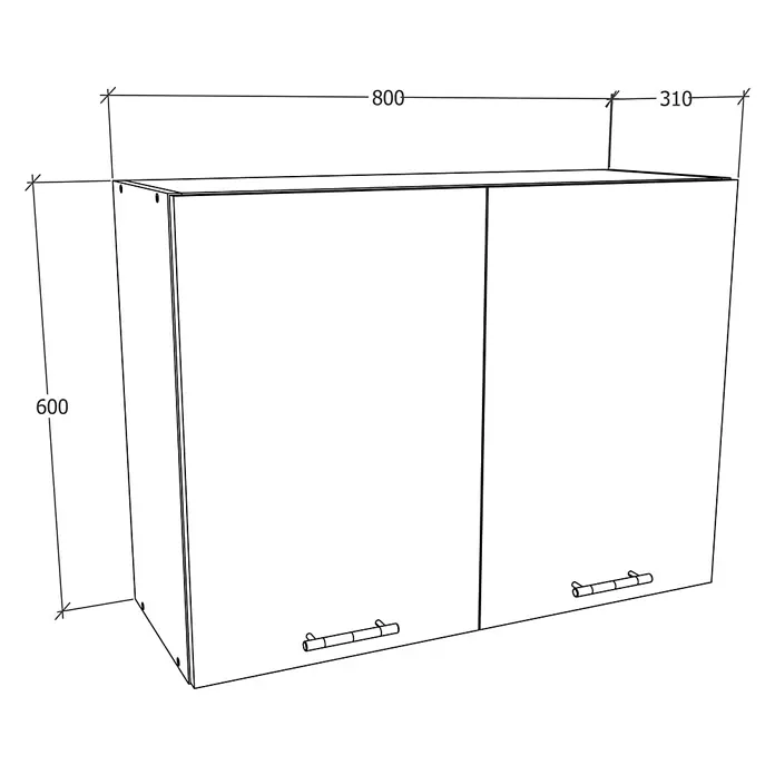 VCM Esilo Hängeschrank - 31 x 80 x 60 cm, Weiß - Schrank: Eine detaillierte Darstellung eines Schranks mit den Maßen 800 x 310 x 600 mm, ideal für Stauraum.