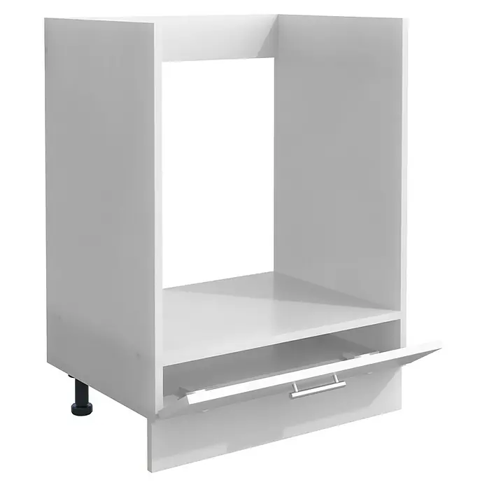 VCM Esilo Geräteumbauschrank mit Schublade - 46 x 60 x 82 cm, Weiß - Ein weißer Küchenschrank mit einem offenen Fach oben und einer Schublade unten, ideal für moderne Küchen.