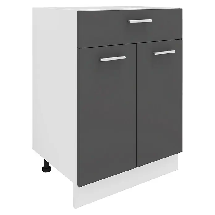VCM Esilo Unterschrank Typ 4 - L x B x H: 46 x 60 x 82 cm, Anthrazit - Dieser moderne Unterschrank mit Schublade und zwei Türen bietet stilvollen Stauraum. Die Farbkombination aus Grau und Weiß wirkt elegant.