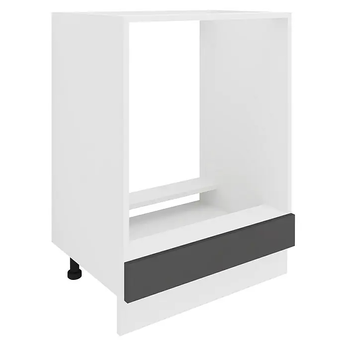 VCM Esilo Geräteumbauschrank - 46 x 60 x 82 cm, Anthrazit - Ansicht eines weißen Küchenschranks mit einer grauen Schublade, der Stauraum und Funktionalität in modernem Design bietet.