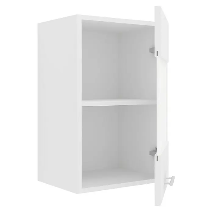 VCM Esilo Küchen-Hängeschrank - 31 x 40 x 60 cm, Weiß - Ein weißer Wandschrank mit einer offenen Tür und einem Regalbrett im Inneren, ideal zur Wandmontage.