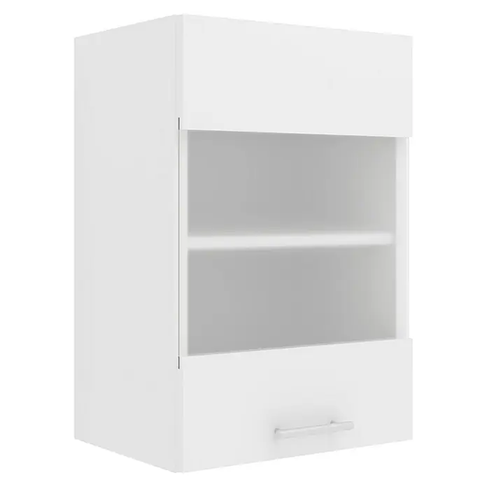 VCM Esilo Küchen-Hängeschrank - 31 x 40 x 60 cm, Weiß - Dieses Bild zeigt einen weißen Hängeschrank mit Regalen und einer Schublade, ideal für Küche oder Bad, mit schlichtem, modernem Design.
