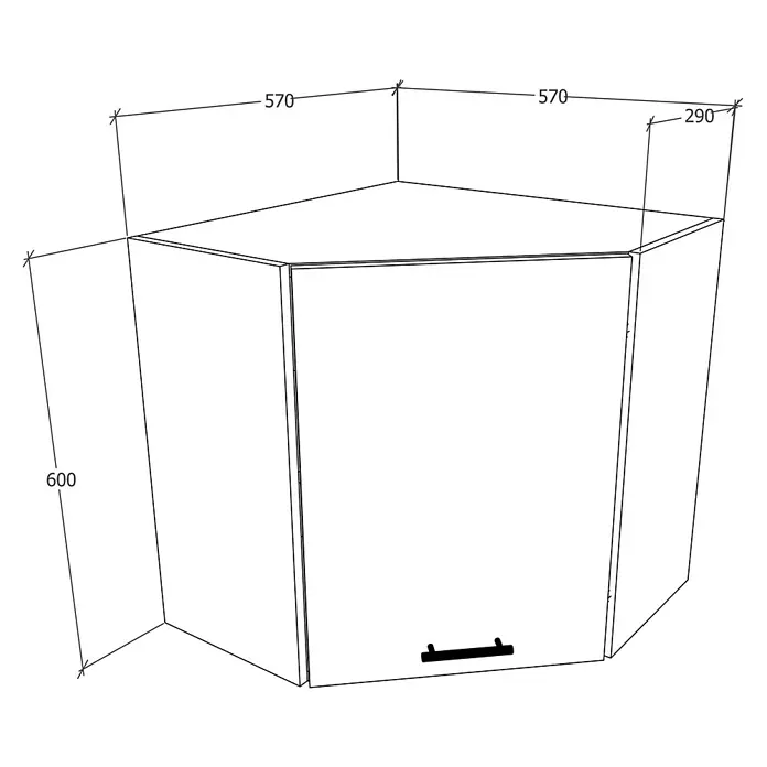 VCM Esilo Küchen-Eck-Hängeschrank - 57 x 57 x 60 cm, Sonoma-Eiche - Eckhängeschrank mit den Maßen 570x570x290, Höhe 600, elegante Lösung für Ihre Küche.