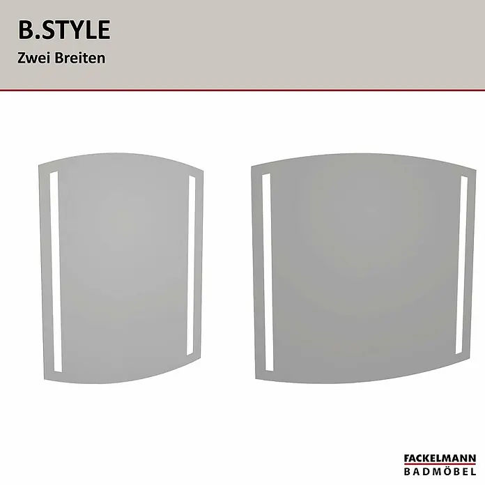 Fackelmann B.style LED-Lichtspiegel - B x H: 80 x 80 cm, Einfacher Anschluss über Schraubklemme, Oval - B.Style Badmöbel: Zwei breite Waschbeckenunterschränke. Das moderne Design bietet viel Stauraum und passt perfekt in jedes Badezimmer.