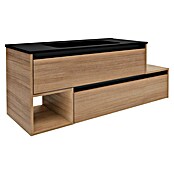 Fackelmann Vita Waschbeckenunterschrank (B x T x H: 128,5 x 46 x 50 cm, Summer Oak/Schwarz, Offenes Fach links) | BAUHAUS