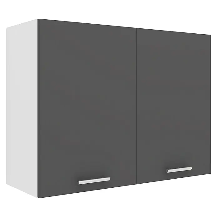 VCM Esilo Hängeschrank - 31 x 80 x 60 cm, Anthrazit - Grauer und weißer Hängeschrank mit zwei Türen und horizontalen Griffen. Moderner Schrank für die Küche oder das Badezimmer.
