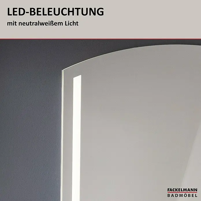 Fackelmann B.style LED-Lichtspiegel - B x H: 80 x 80 cm, Einfacher Anschluss über Schraubklemme, Oval - LED-Beleuchtung mit neutralweißem Licht für Fackelmann Badmöbel. Stilvolle und funktionale Beleuchtung für Ihr Badezimmer.\n