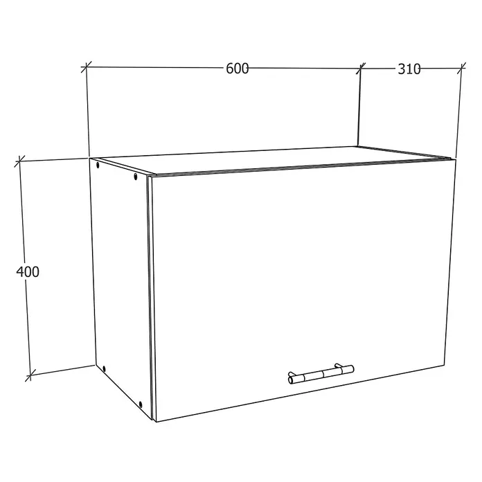 VCM Esilo Hängeschrank - 31 x 60 x 40 cm, Anthrazit - Produktabbildung eines Küchenschranks mit den Maßen 600 x 310 x 400 mm, ideal für zusätzlichen Stauraum in jeder Küche.