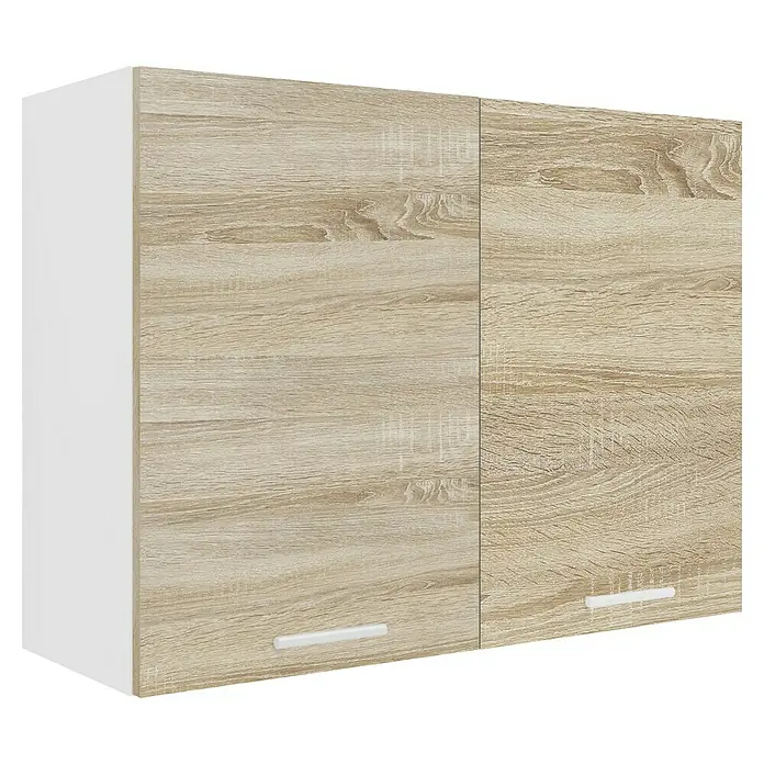 VCM Esilo Küchen-Hängeschrank - 31 x 80 x 60 cm, Sonoma-Eiche - Schrankaufnahme mit zwei beige-farbenen Holztüren und weißen Griffen, die Stauraum und Stil in jedem Raum bieten.