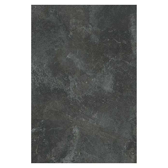LOGOCLIC Küchenrückwand Fixmaß - Black Concrete/Elara Grey, 410 x 64 cm, Stärke: 13,4 mm - Nahaufnahme einer dunklen, strukturierten Oberfläche, die an Beton oder Stein erinnert und eine robuste, industrielle Ästhetik bietet.