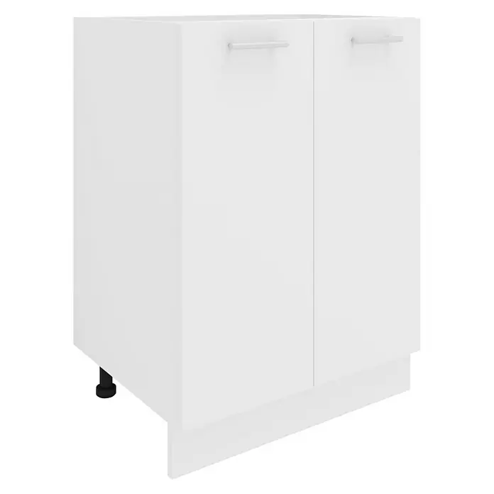 VCM Esilo Unterschrank Typ 1 - 46 x 60 x 82 cm, Weiß - Diese Abbildung zeigt einen weißen Unterschrank mit zwei Türen und schlichten Griffen, ideal für moderne Badezimmer oder Küchen.