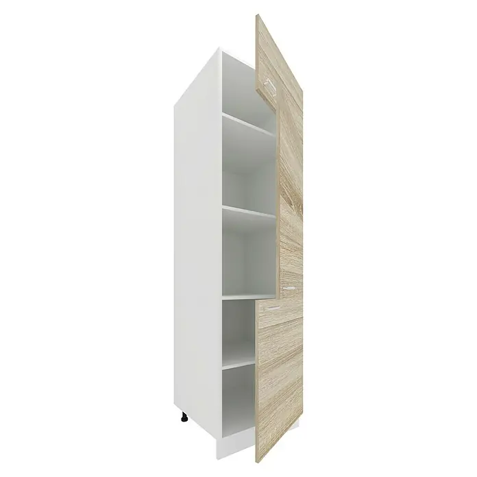 VCM Esilo Hochschrank - 57 x 60 x 207 cm, Sonoma-Eiche - Heller Hochschrank mit weißen und holzfarbenen Elementen und offenen Regalen. Ideal für zusätzlichen Stauraum.