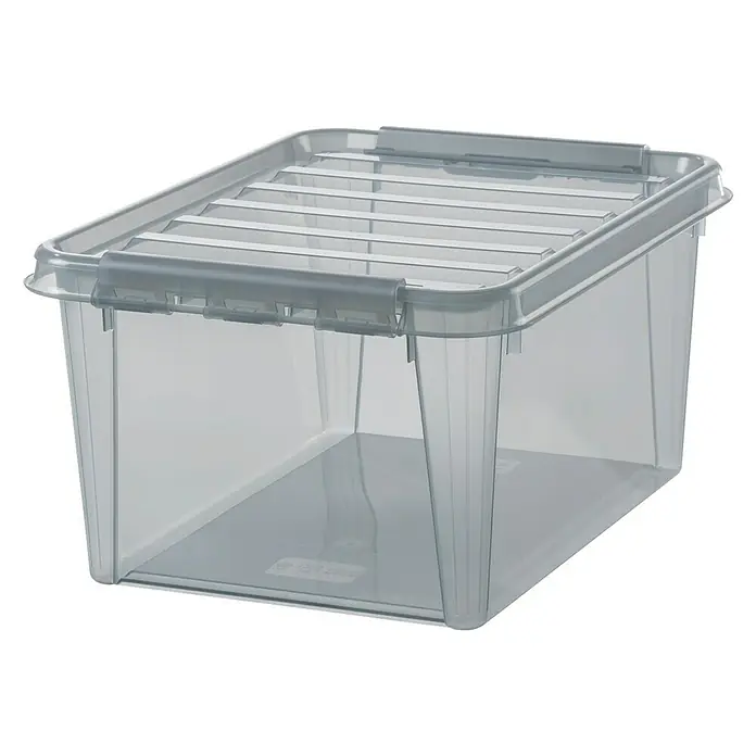 SmartStore Aufbewahrungsbox Colour 31 - L x B x H: 50 x 39 x 26 cm, Kunststoff, Grau - Ein grauer, durchsichtiger Aufbewahrungsbehälter mit Deckel. Ideal für die Organisation und Lagerung verschiedener Gegenstände.