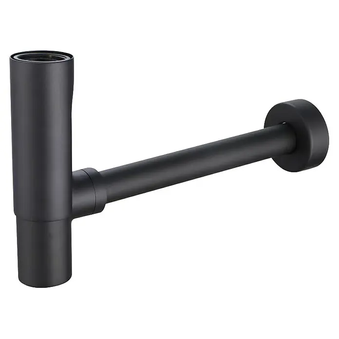Flaschen-Siphon - 1 ¼″, Schwarz matt - Ein mattschwarzer Siphon für Waschbecken, minimalistisch und modern im Design, ideal für stilvolle Badezimmer.