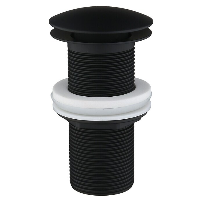 Ablaufventil (1 ¼″, Schwarz matt, Mit Druckknopf) | BAUHAUS