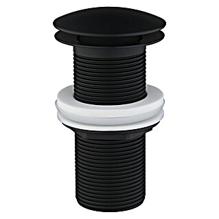 Ablaufventil (1 ¼″, Schwarz matt, Mit Druckknopf)