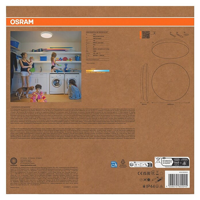Osram Orbis LED okrogla stropna svetilka Essential  (18 W, Ø x V: 28,5 x 6,5 cm, Bela, Toplo bela) | 3016 - Deckenleuchte | CACB - Deckenleuchten | CAC - Indoorleuchten | CA - Beleuchtung | C - Elektro | BAUHAUS