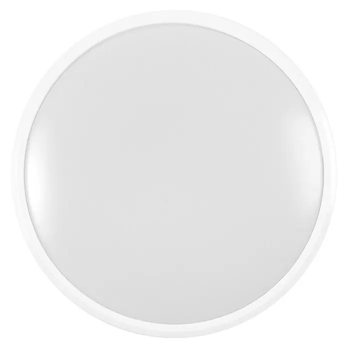 Osram Orbis LED-Deckenleuchte rund Essential Sensor - 18 W, Weiß, Warmweiß - Nahaufnahme einer runden, weißen Deckenleuchte mit sanfter Beleuchtung, ideal für moderne Innenräume.