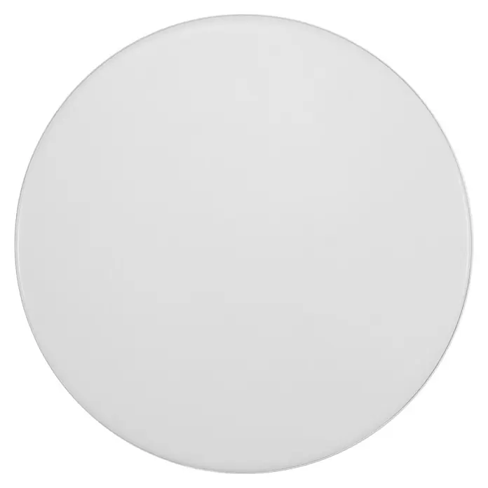 Osram Orbis LED-Deckenleuchte rund Essential - 18 W, Ø x H: 28,5 x 6,5 cm, Weiß, Warmweiß - Nahaufnahme einer runden, weißen Deckenleuchte, die ein schlichtes und modernes Design für die Innenbeleuchtung zeigt.